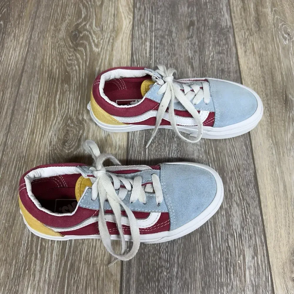Vans Authentic Kids Youth Size 13 Blue Pink Yellow Low Top Skater Sneaker Shoes